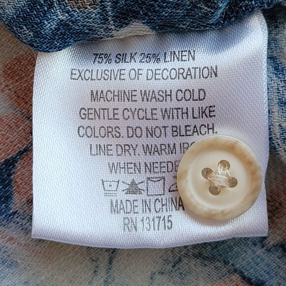 MARGARITAVILLE Floral Button Down Shirt Sz XL Silk Linen Neutral Aloha Tropical - Picture 8 of 8